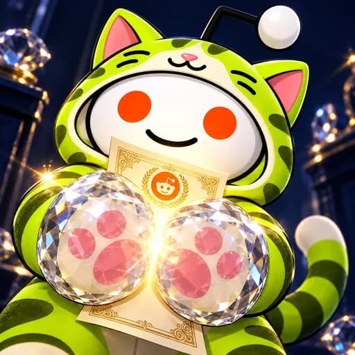 A smiling Snoo clamps two rounded, diamond-shelled mitten paws around a stock certificate; a narrow seam between the mittens casts brilliant warm light across his face.